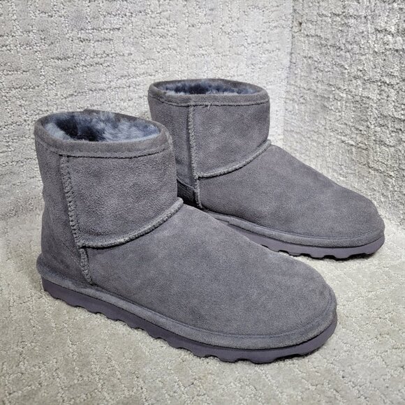 BearPaw Alyssa Women's Size US 10 Gray Suede Sheepskin Wool Ankle Boot Shoes - Picture 6 of 9